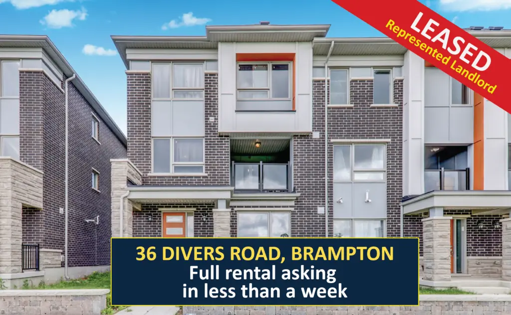 LEASED - 36 Divers Road, Brampton - Full Rent and Leased in Under a week